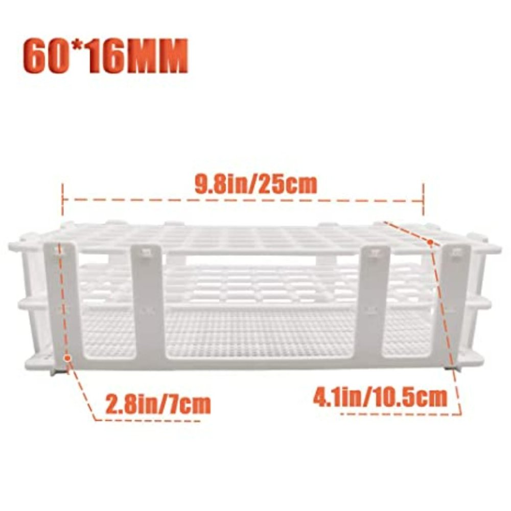 60 Holes Lab Test Tube Rack Holder for 16mm Test Tubes White Plastic